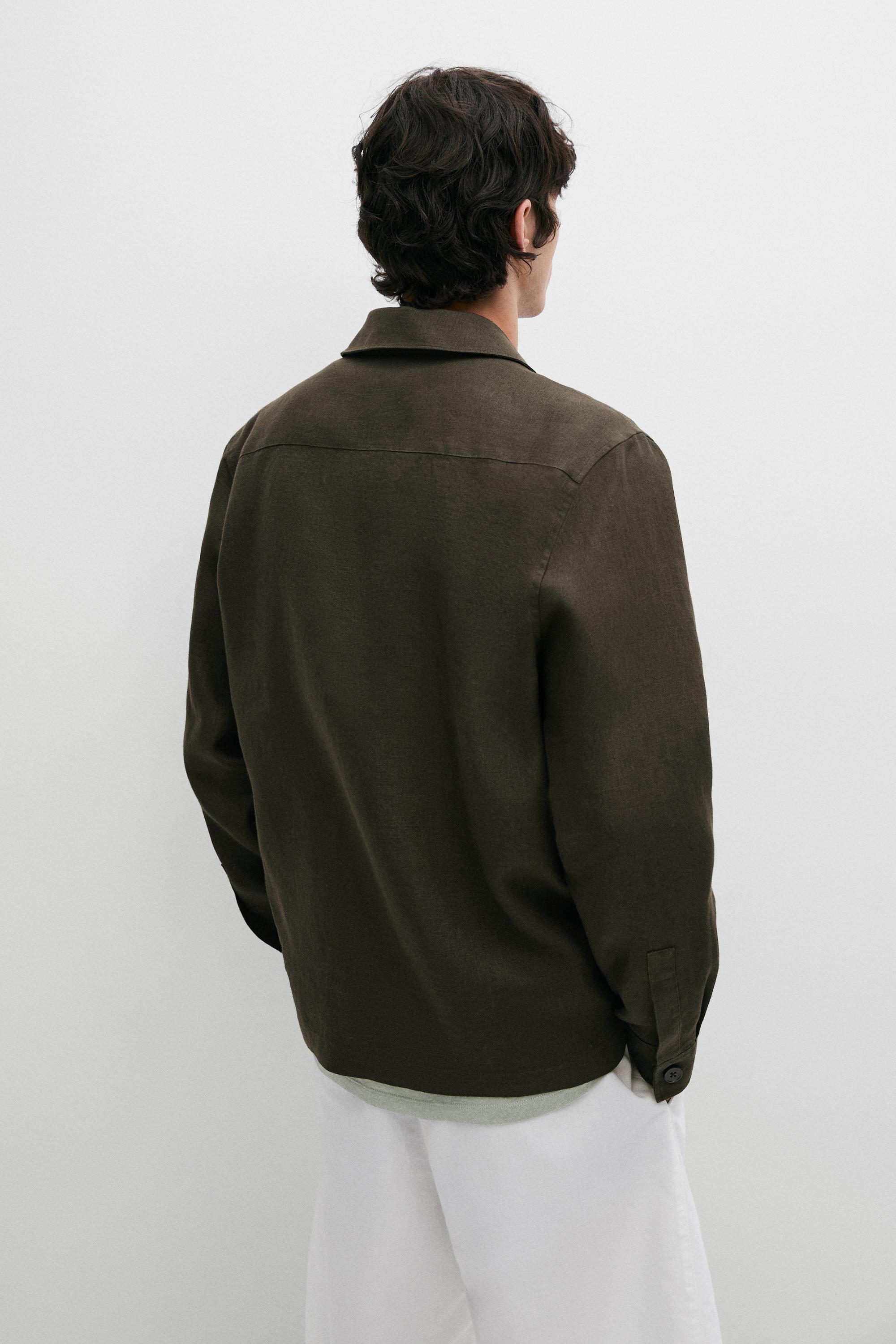 Total look linen overshirt with pockets